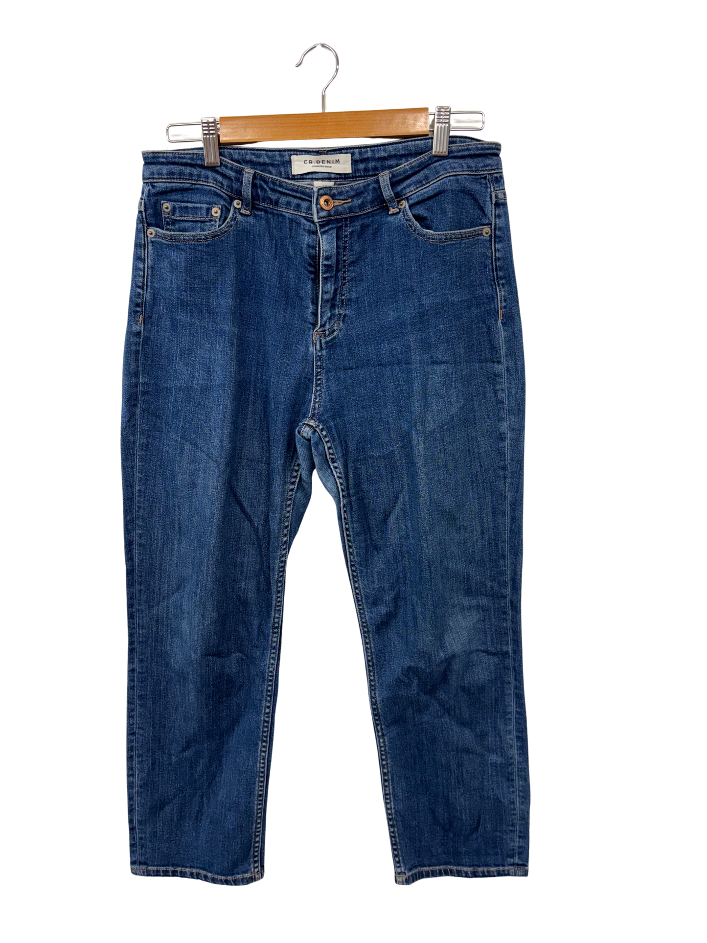 Dark Blue Denim Straight Leg Style Jeans
