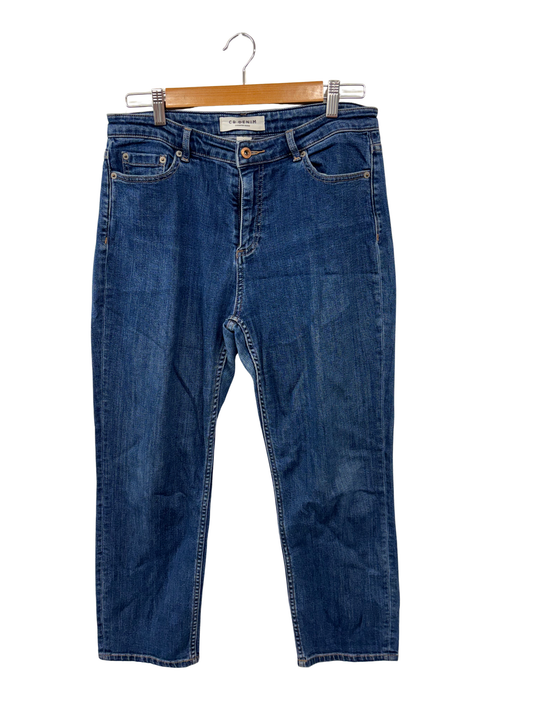 Dark Blue Denim Straight Leg Style Jeans