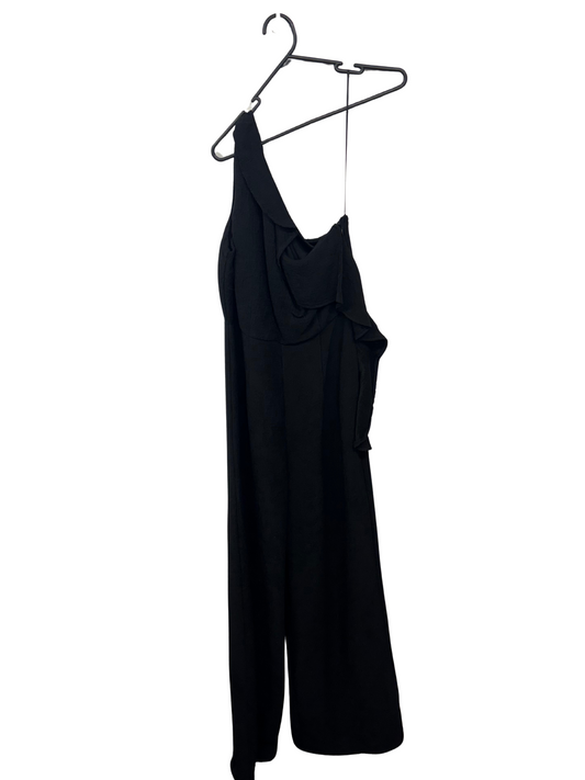 Black One Shoulder Jumpsuit with Ruffle