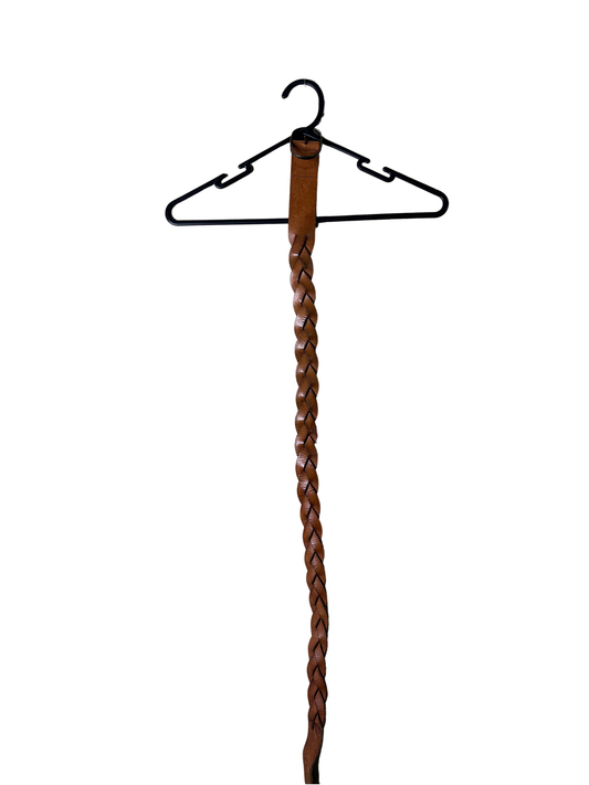 Brown Leather Plaited Belt