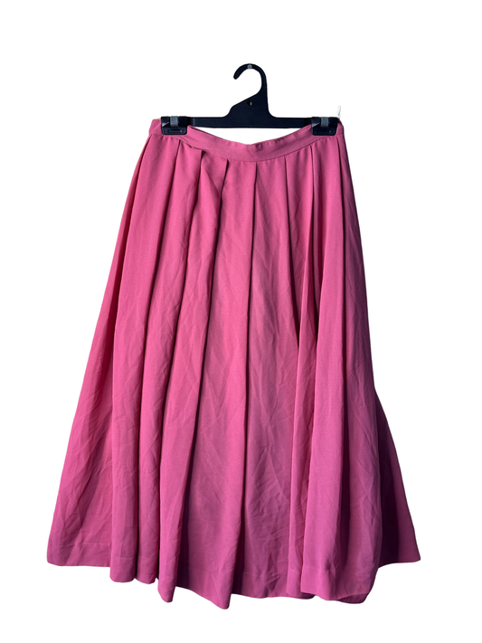 Vintage Hot Pink Pleated Midi Skirt