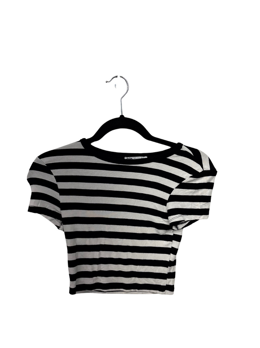 Black & White Stripe Crop T Shirt