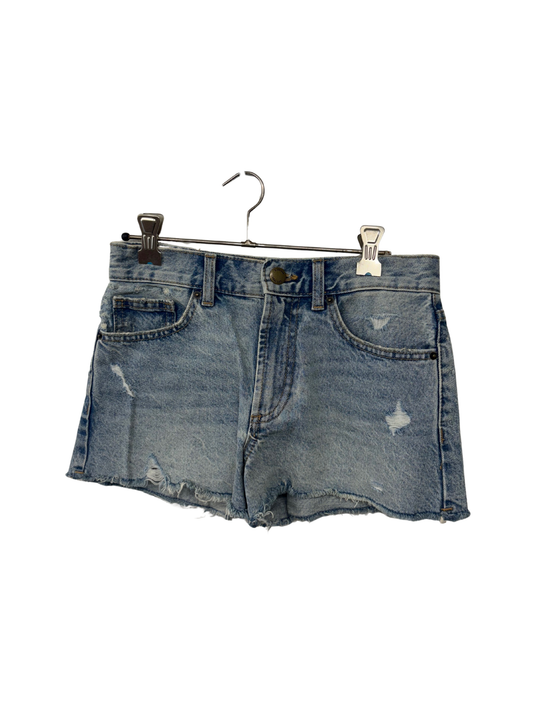 Blue Denim Highwaisted Distressed Micro Shorts