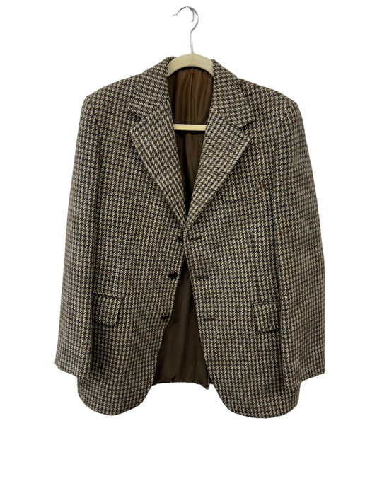 Vintage Green & Cream Houndstooth Blazer