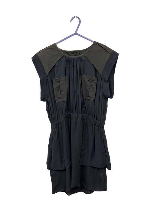 Grey Short Sleeve Short Dress with Sheer Top