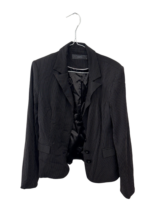 00s Black & White Pinstripe Fitted Blazer Suit Jacket