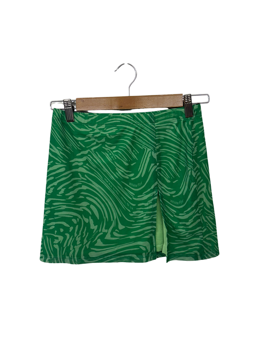 Green Swirl Mesh Mini Skirt