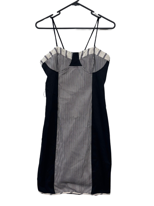 Black & White Striped Sleeveless Knee Length Dress