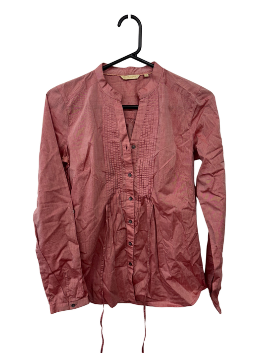 Pink Long Sleeve Button Up Pintuck Shirt