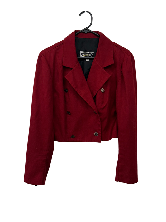 Vintage Red Cropped Jacket with Gold Buttons