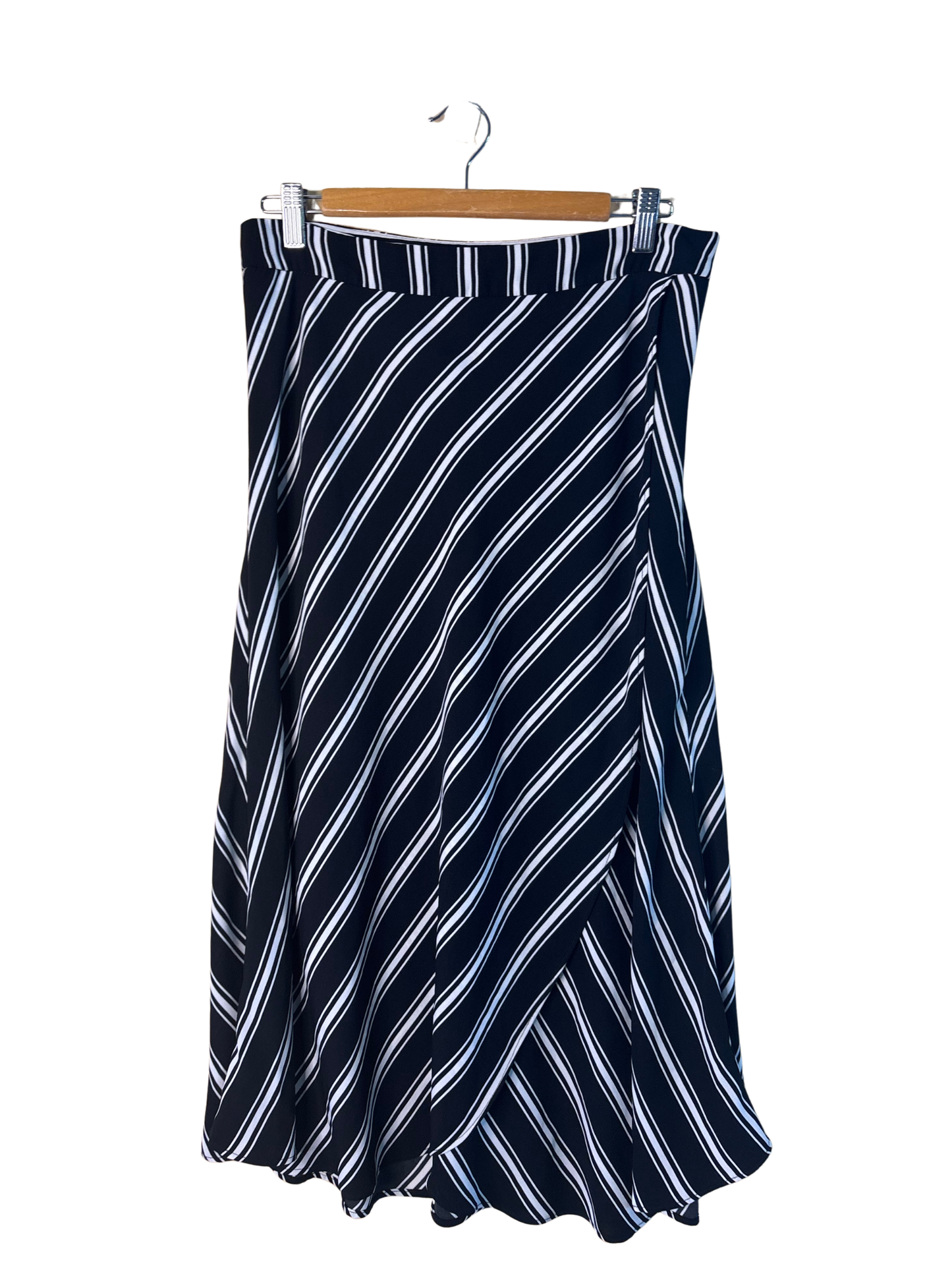 Black & White Striped Midi Skirt