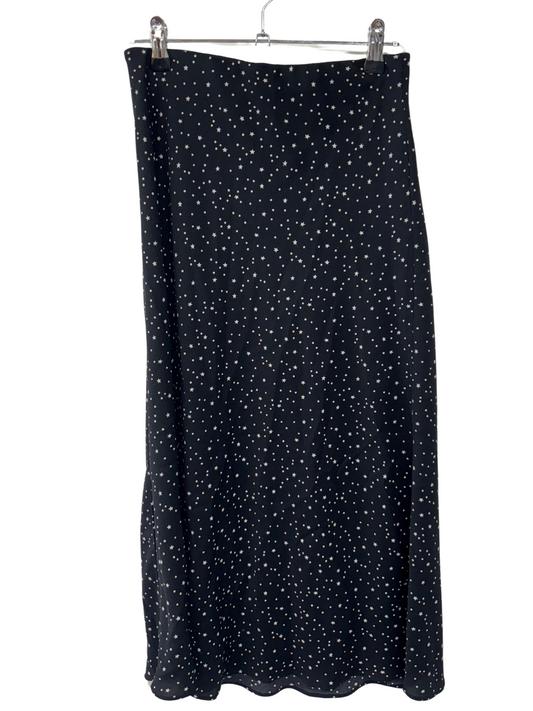 Black & White Polka Dot Mid Rise Midi Skirt