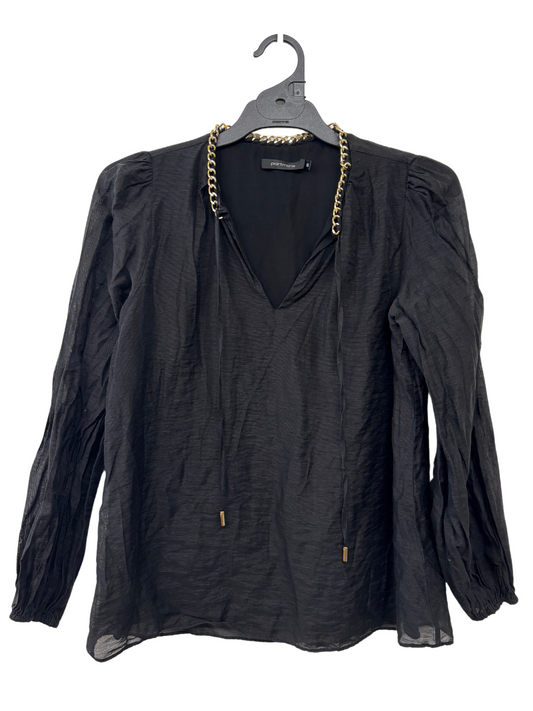 Black Long Sleeve Shirt with Gold Chain