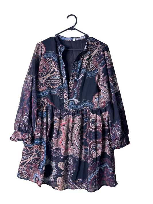 Black, Pink Long Sleeve Long Top