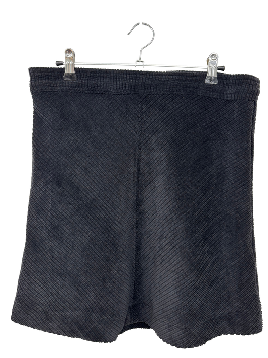Black Corduroy High Waisted Short Skirt