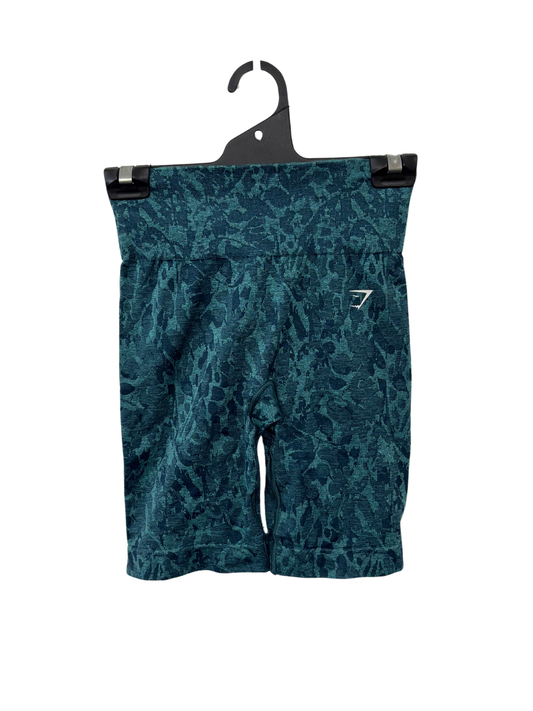 Dark Green Print Knit Scrunch Bum Activewear Bike Shorts