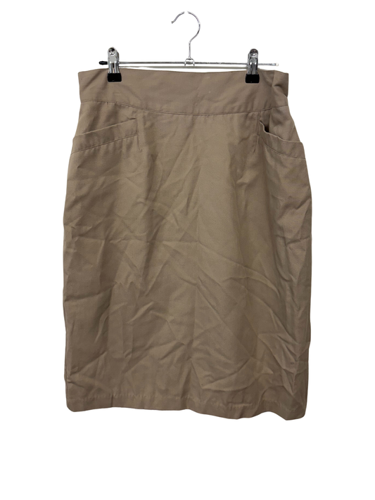 Vintage Beige Knee Length Pencil Skirt