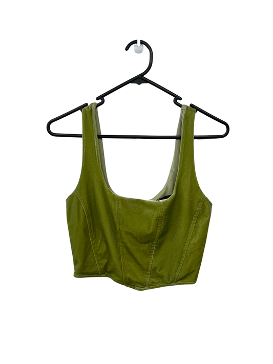 Green Strappy Velvet Crop Top