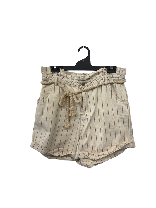 Cream/Black Pinstripe High Rise/Baggy Shorts