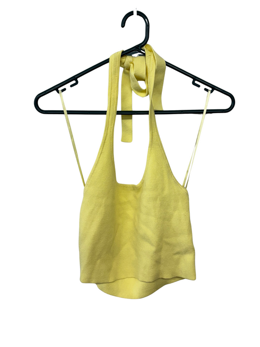 Light Yellow Knit Halter Crop Top