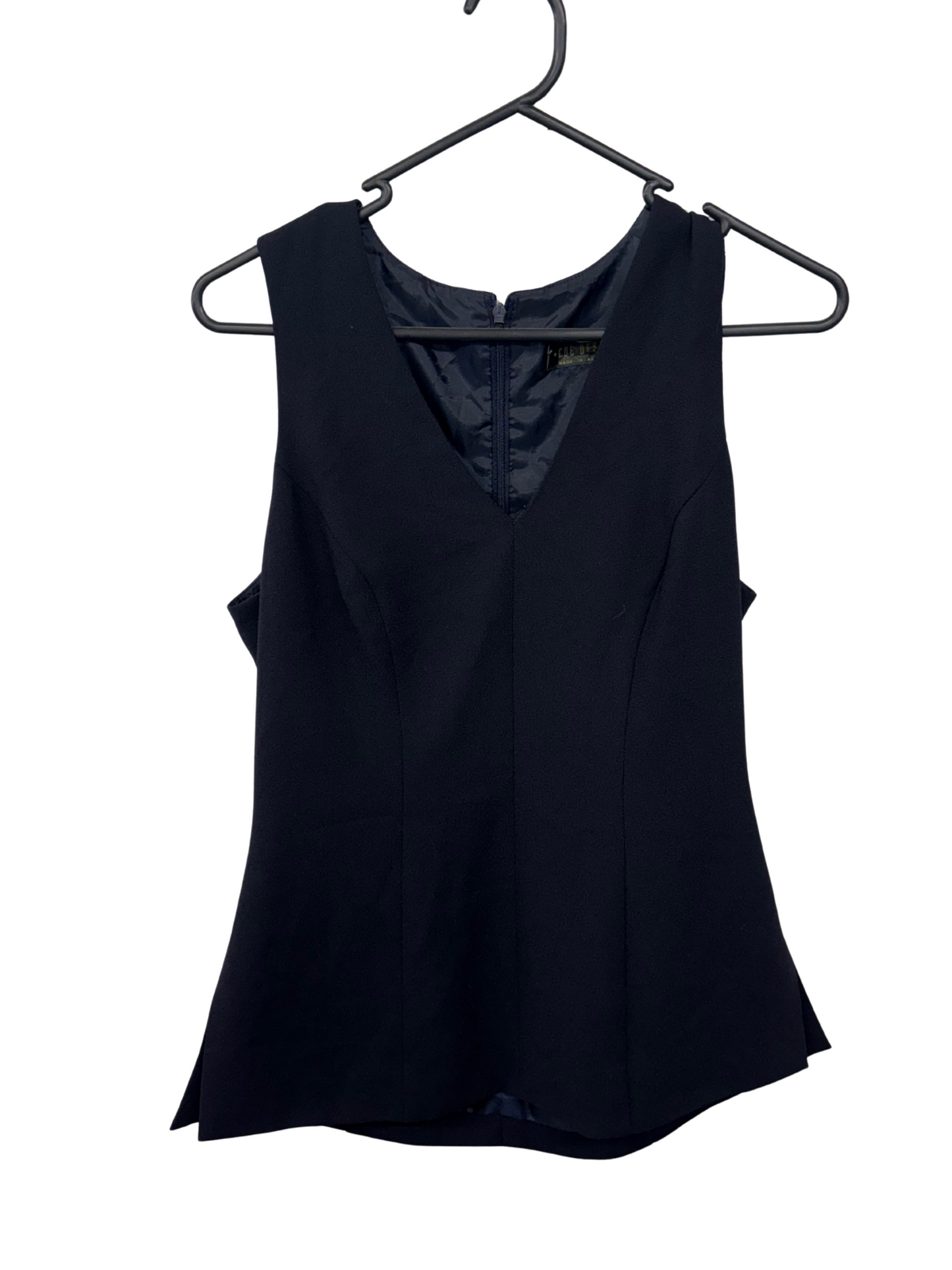 Vintage Black Sleeveless Fitted Top