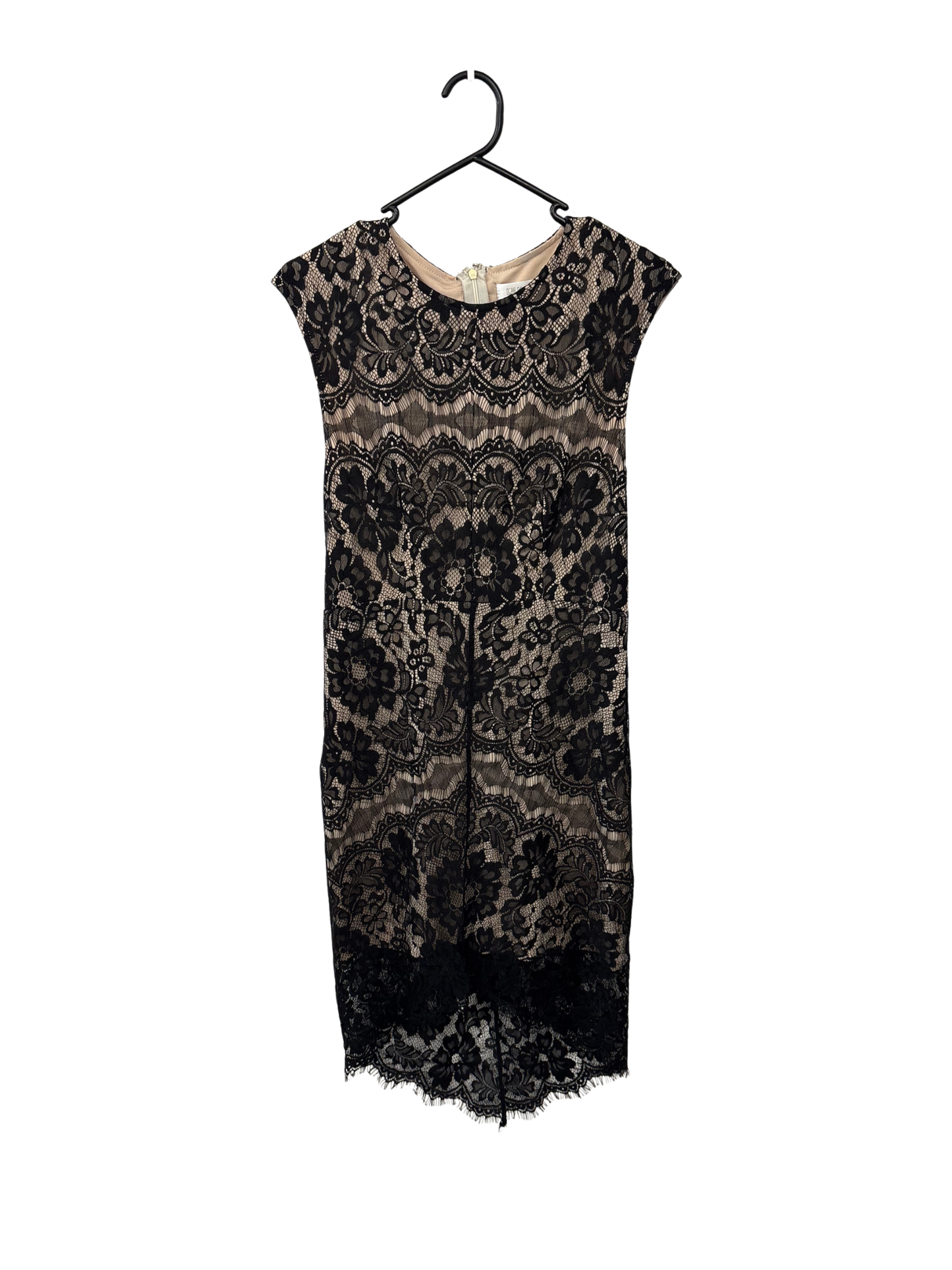 Black & Nude Lace Sleeveless Midi Dress