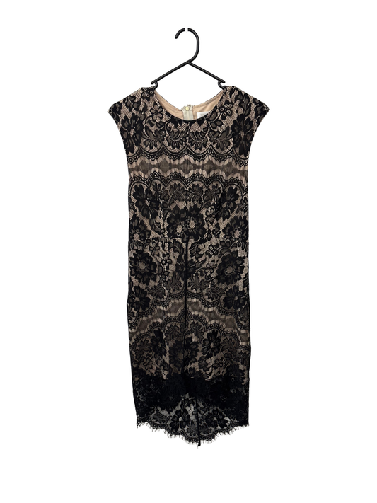 Black & Nude Lace Sleeveless Midi Dress