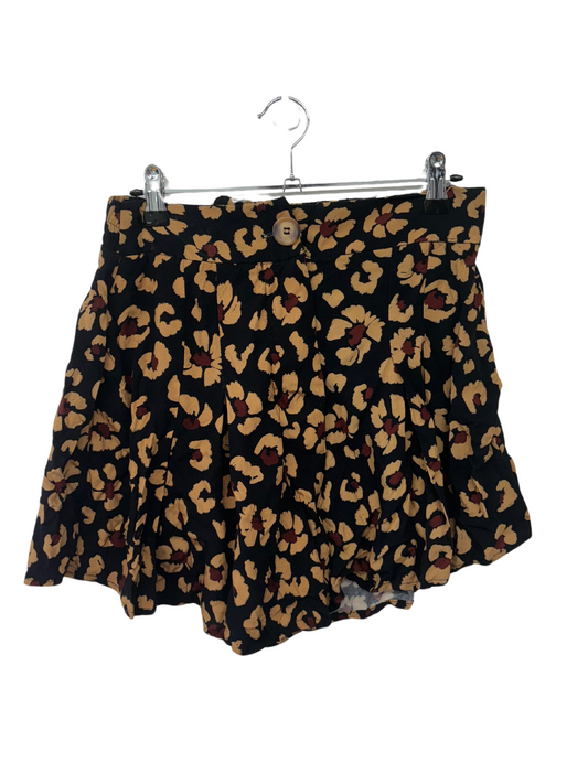 Black, Brown & Maroon Highwaisted Shorts with Animal Print Pattern