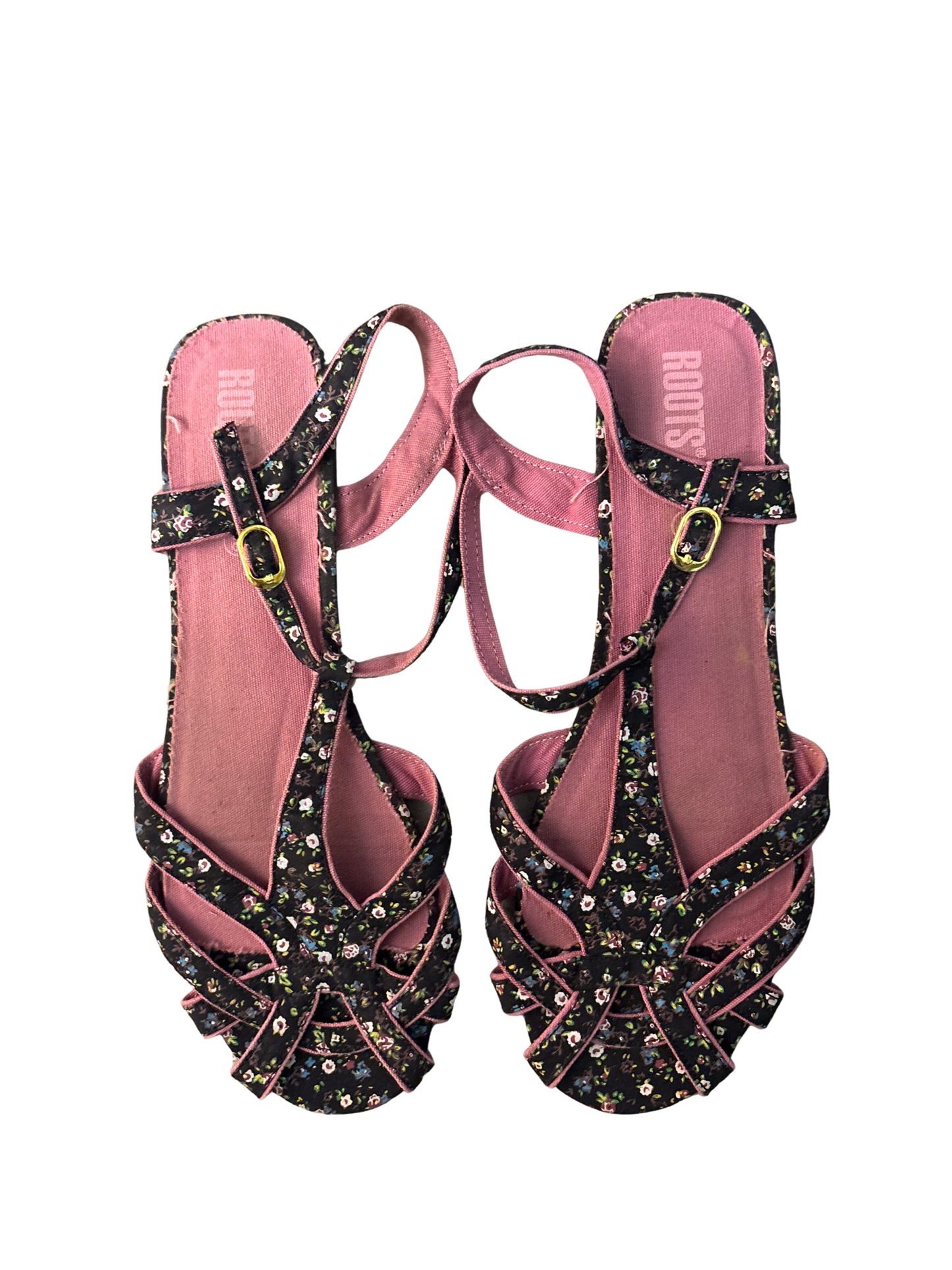 Black & Multicolour Floral Print Sandal