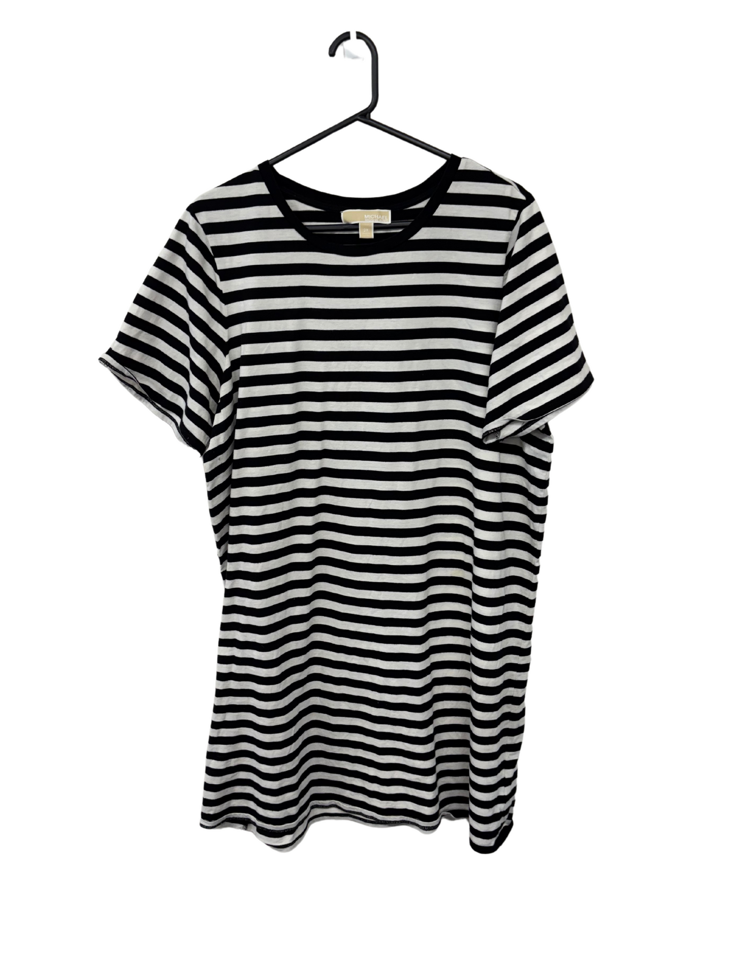 Black & White Striped Short Sleeve T Shirt Dress