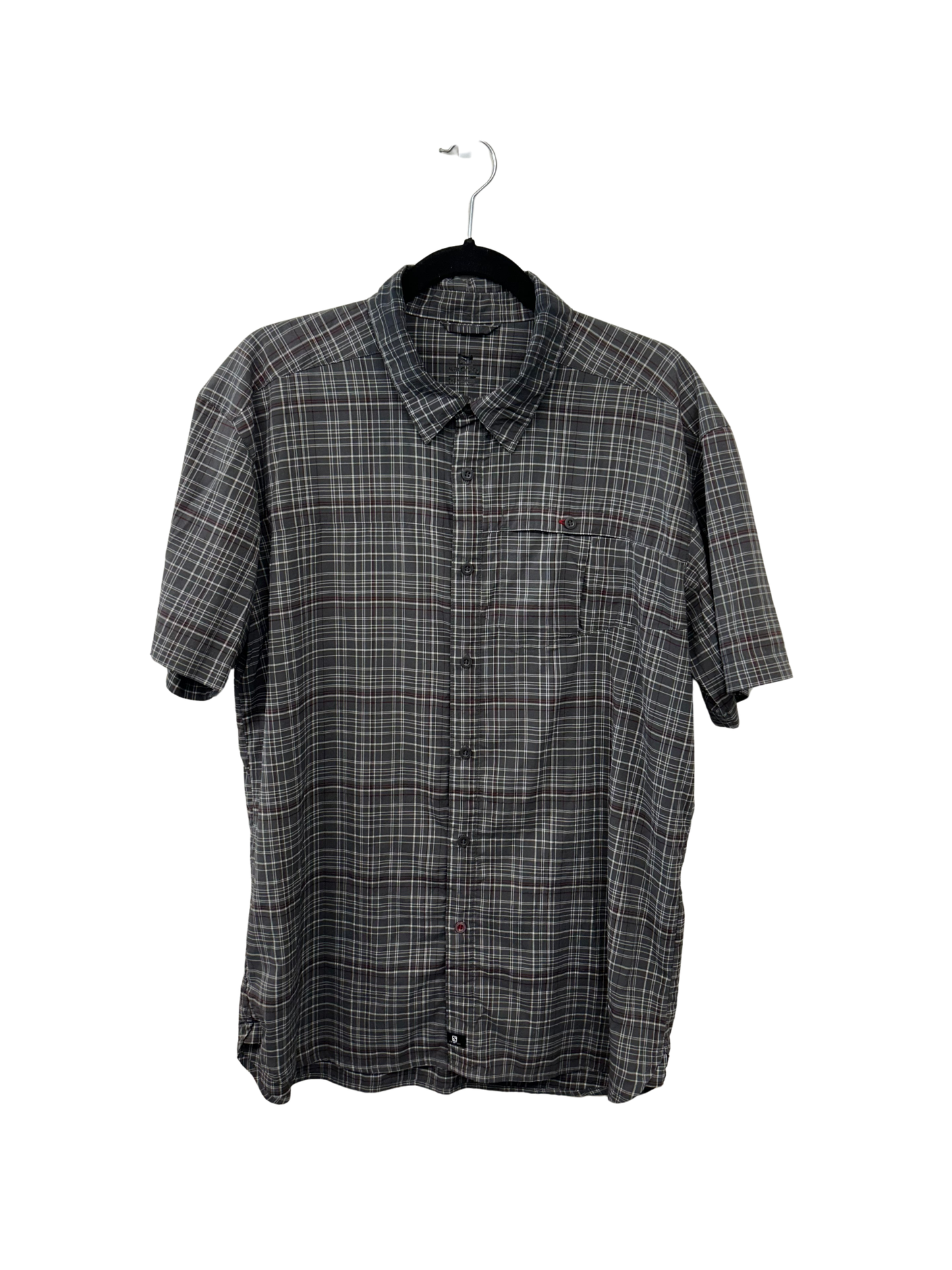 Grey & Red Plaid Button Up