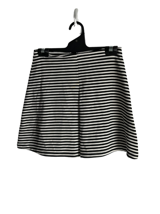 White & Black Striped Pleated Skirt