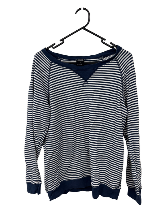 Dark Blue & White Stripe Boatneck Sweater