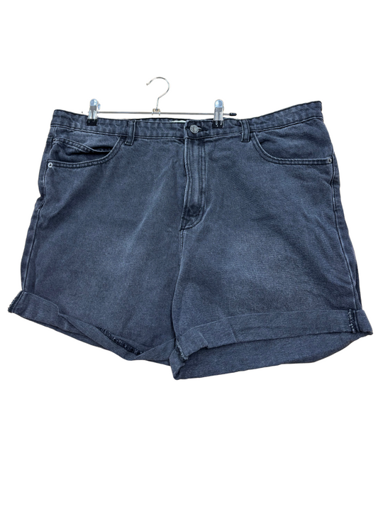 Black Highwaisted Denim Shorts with Rolled Hem