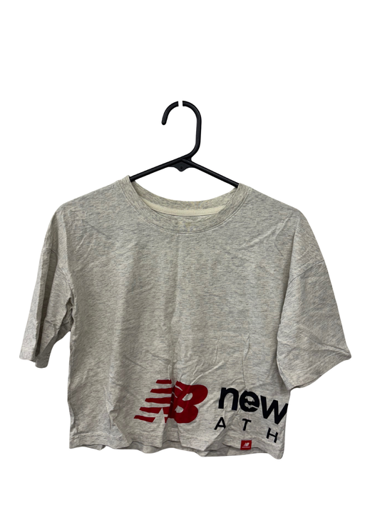 Grey & Cream Marle Short Sleeve Crop T Shirt