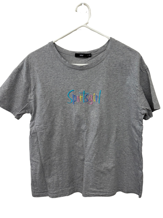 Grey Short Sleeve T Shirt with Pastel Logo