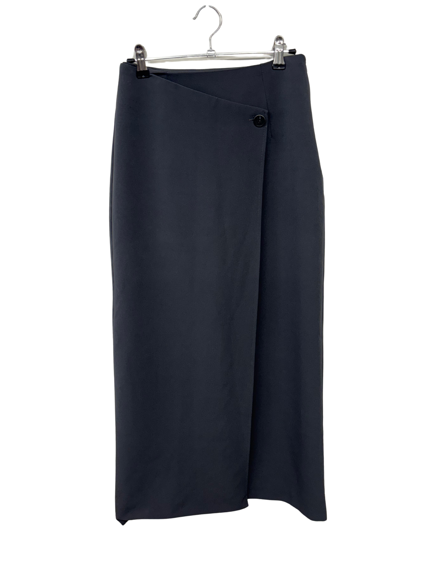 Blue/Grey Midi Wrap Tailored Skirt