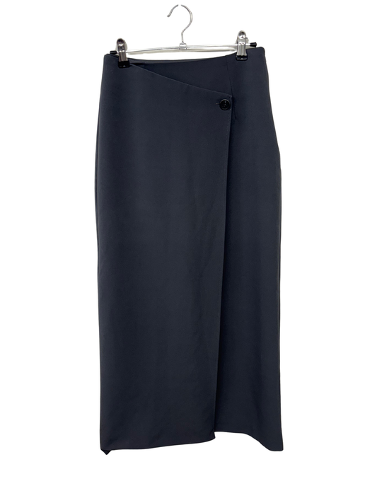 Blue/Grey Midi Wrap Tailored Skirt