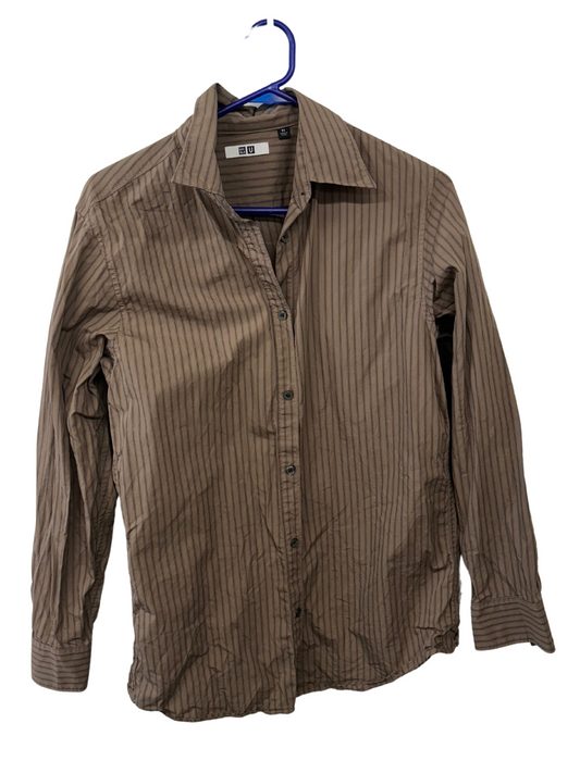 Brown & Black Stripe Long Sleeve Button Up Shirt