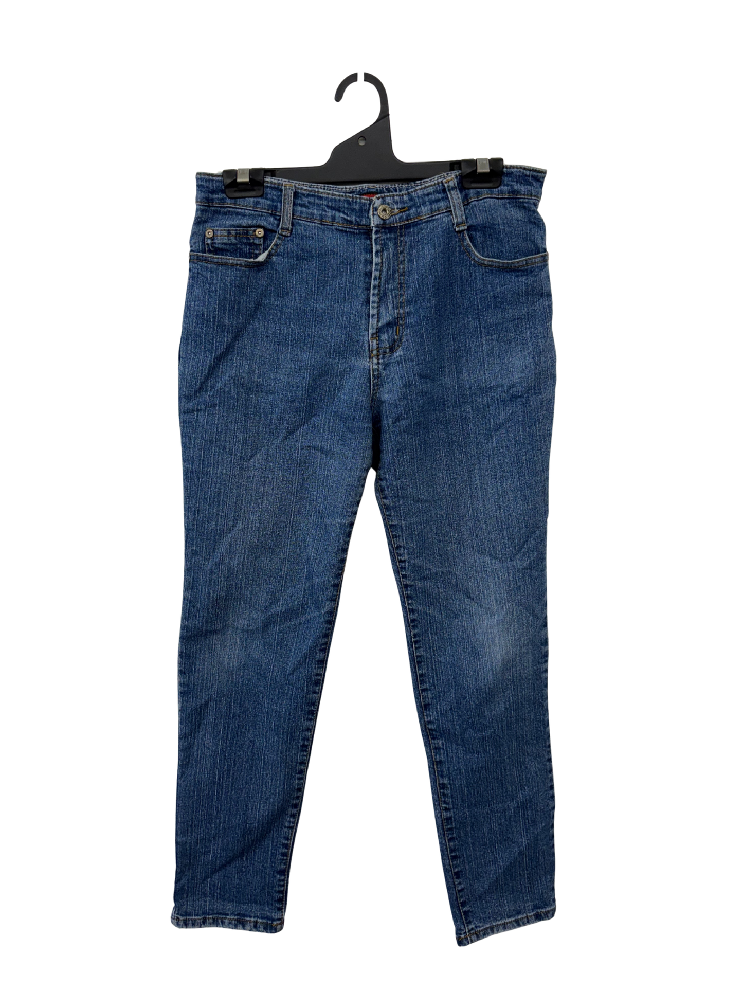 Blue Low Rise Straight Leg Jeans