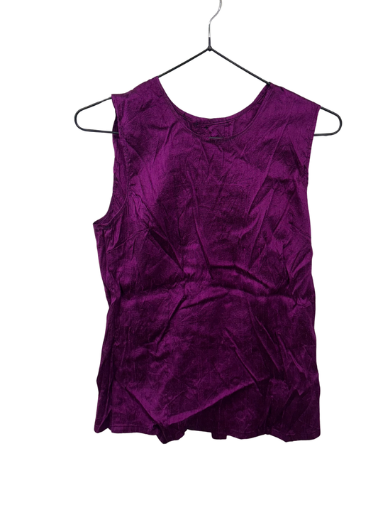 Dark Purple Sleeveless Back Button Top