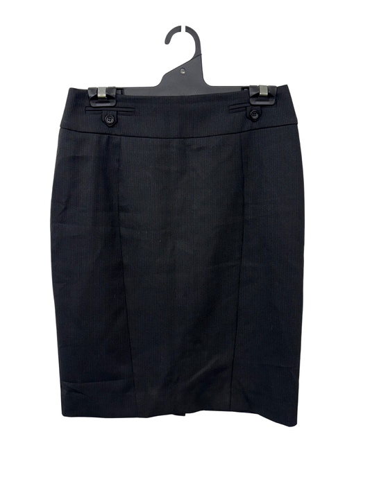 Black & Grey Micro Pinstripe Knee Length Fitted Skirt