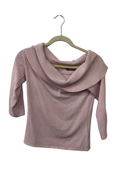 00s Light Pink Half Sleeve Roll Neck Knit Top