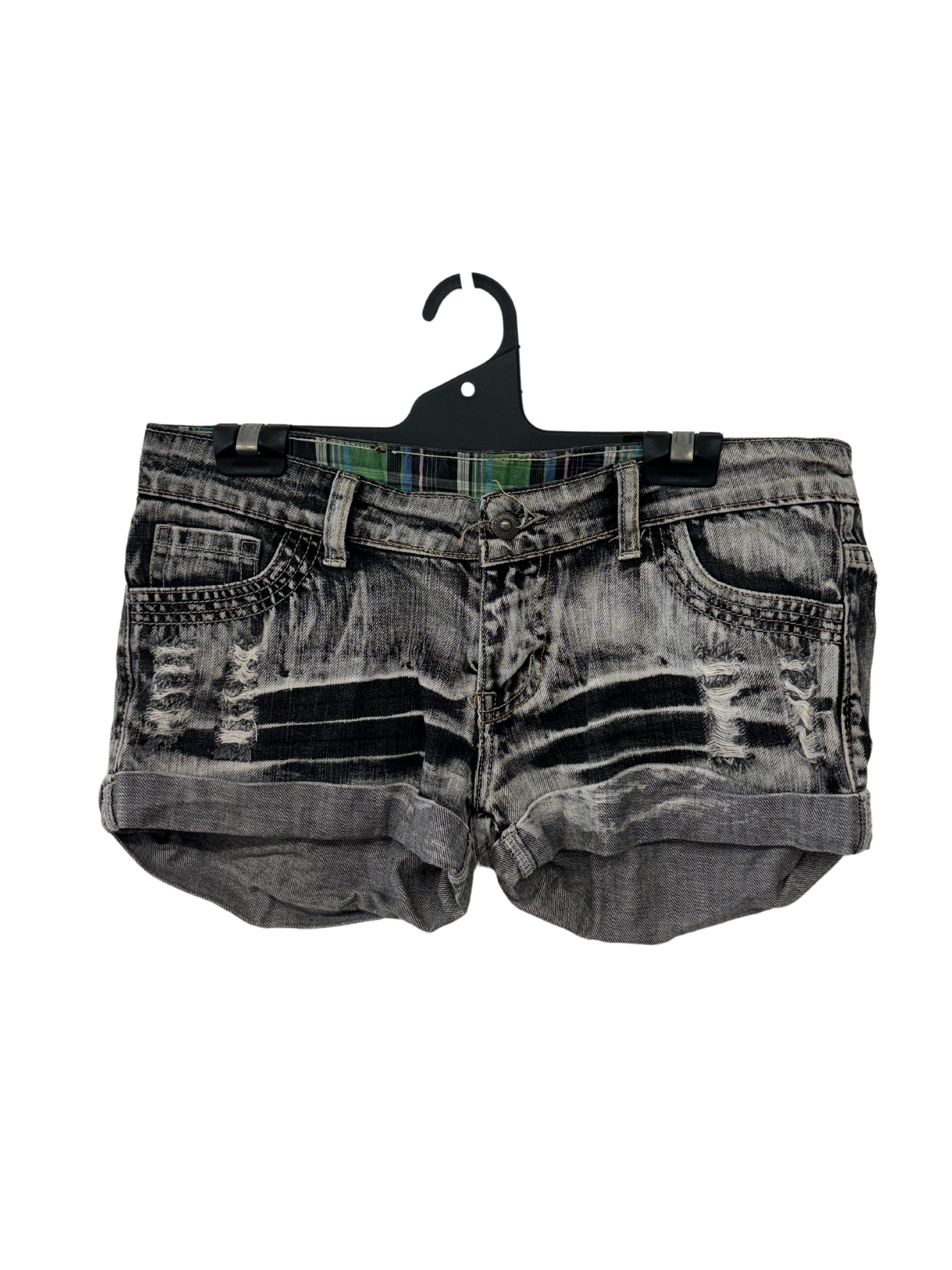 Grey Distressed Denim Micro Shorts