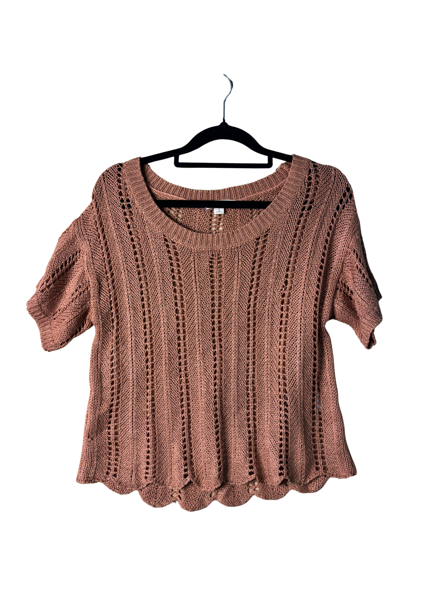 00s Peachy/Orange Knit Short Sleeve Top