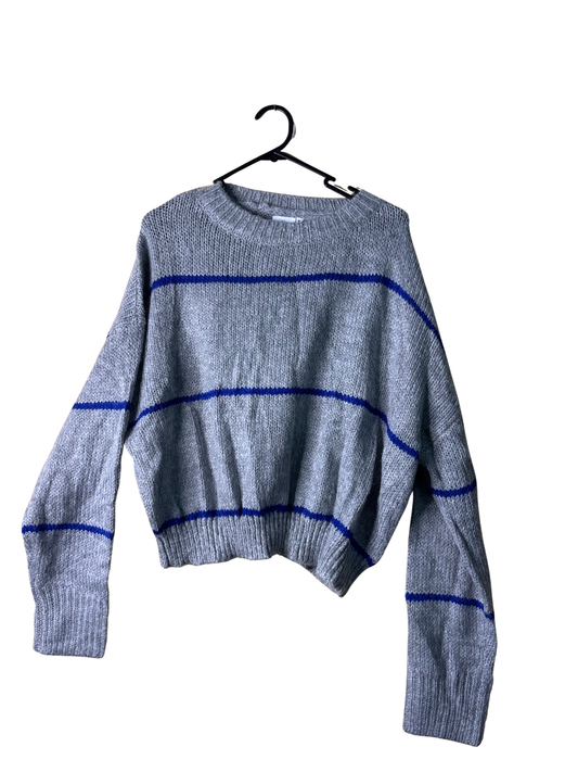 Light Grey & Blue Stripe Knit Jumper
