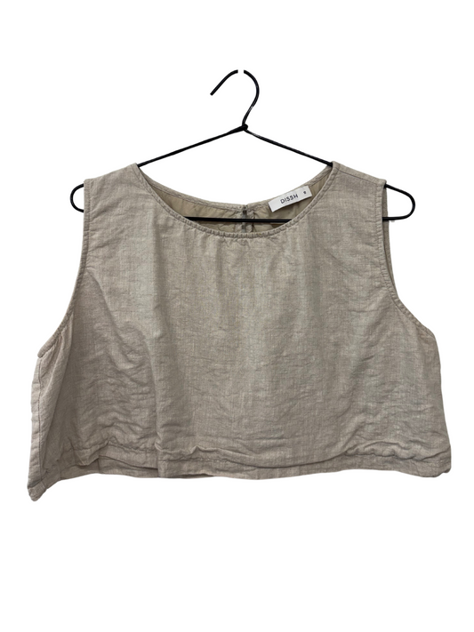 Beige Sleeveless Cropped Top