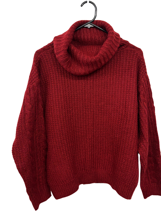 Red Knit Turtleneck Jumper