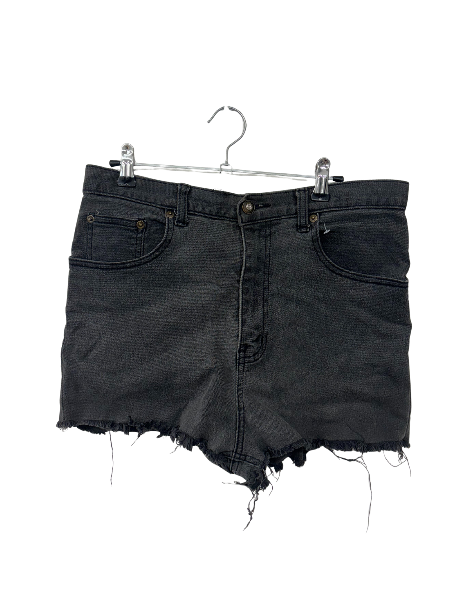 Vintage Black Distressed Highwaisted Micro Raw Hem Shorts