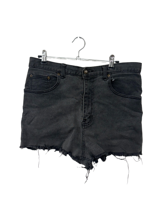 Vintage Black Distressed Highwaisted Micro Raw Hem Shorts